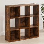 9-Cube Storage Unit (3×3) – Particle Board, Rustic Brown, 91.5×29.5×91.5cm