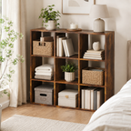 9-Cube Storage Unit (3×3) – Particle Board, Rustic Brown, 91.5×29.5×91.5cm