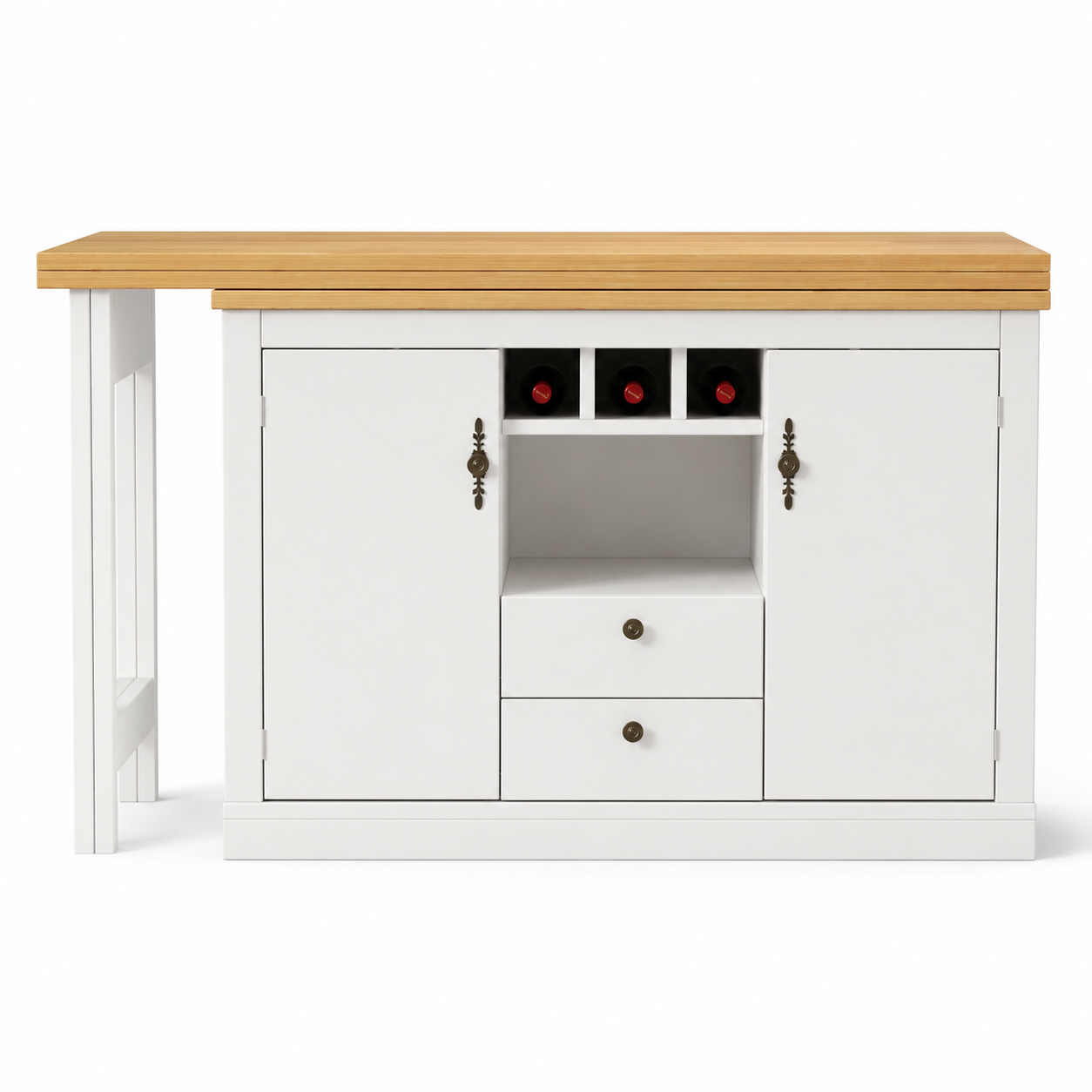 Bar Table – Extendable 120–180cm, 360° Swivel, Storage, Designer, White