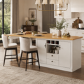 Bar Table – Extendable 120–180cm, 360° Swivel, Storage, Designer, White