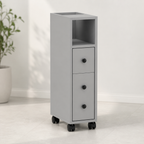 Bathroom Cabinet – Slimline, Top Drawer, 2 Cupboards, Adjustable Shelf, Grey