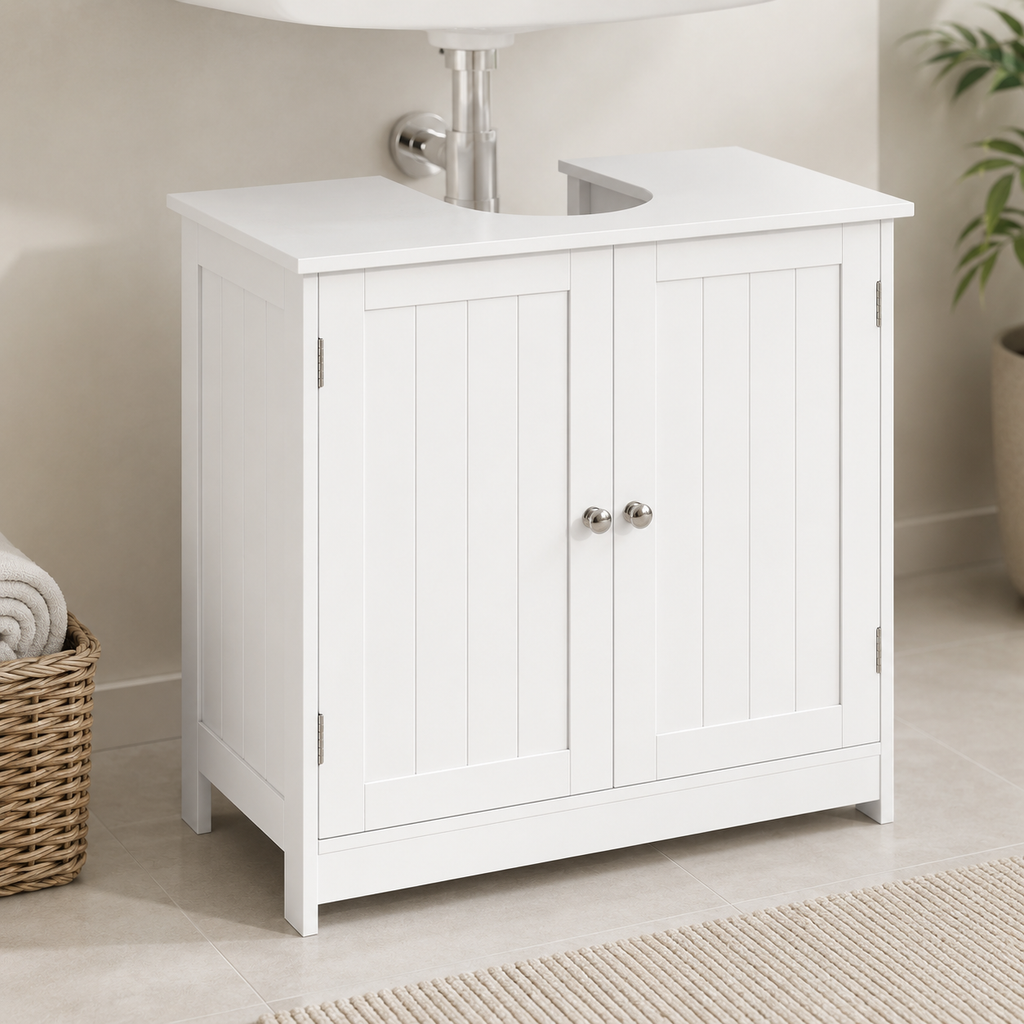 Bathroom Cabinet – Under-Sink, 2-Tier, Vanity Unit, White