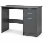 High-Gloss Home Office Desk with 2 Drawers & Cabinet – Particle Board, Grey, 120×60×76cm