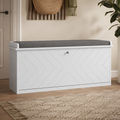 10-Shoe Storage Bench, With Padded Top Seat - White/Grey