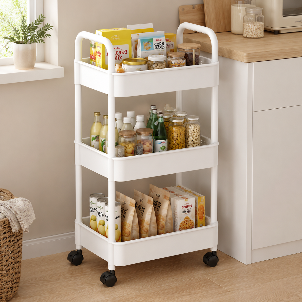 3 Tier Storage Trolley Cart On Wheels Kitchen Bathroom Laundry Rolling Rack