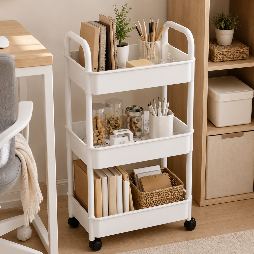 3 Tier Storage Trolley Cart On Wheels Kitchen Bathroom Laundry Rolling Rack