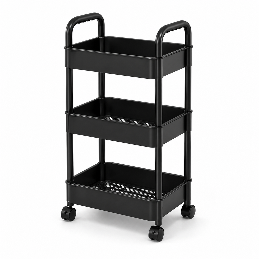 3 Tier Storage Trolley Cart On Wheels Kitchen Bathroom Laundry Rolling Rack