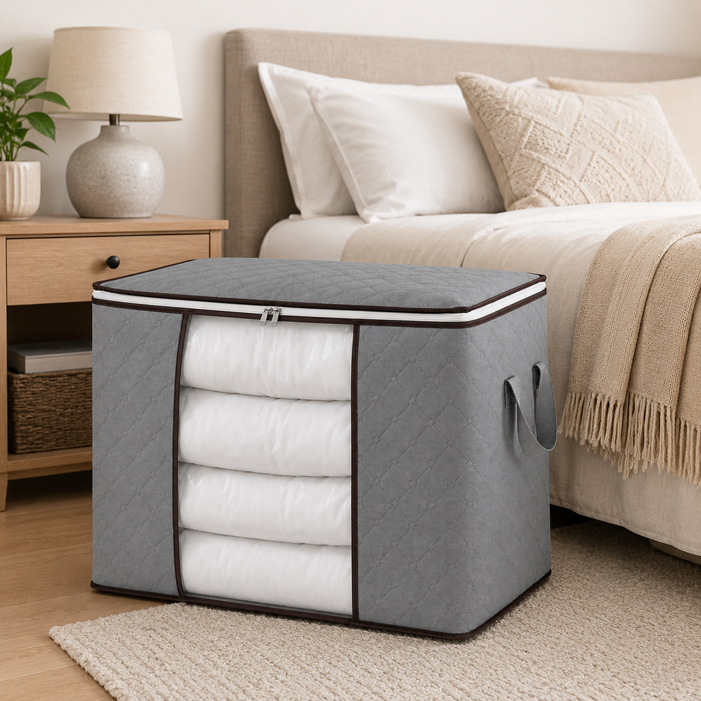 6 Pack 90L Storage Bags Zipped For Clothes, Bedding, Toys, Packing Moving Boxes UK