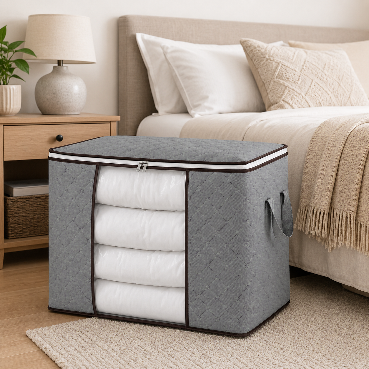 6 Pack 90L Storage Bags Zipped For Clothes, Bedding, Toys, Packing Moving Boxes UK