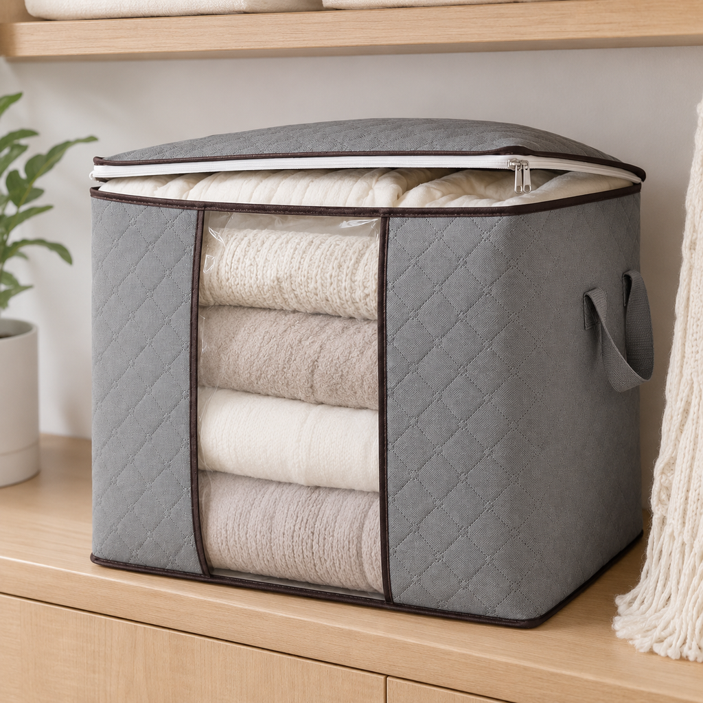 6 Pack 90L Storage Bags Zipped For Clothes, Bedding, Toys, Packing Moving Boxes UK