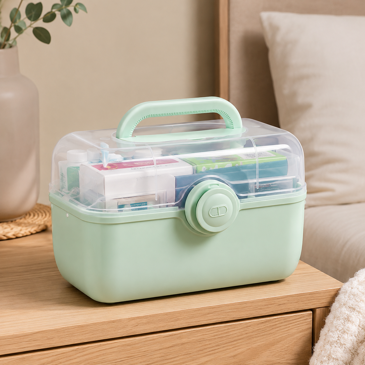 Medicine Organizer Box Large Capacity Portable First Aid Kit Medicine Storage.