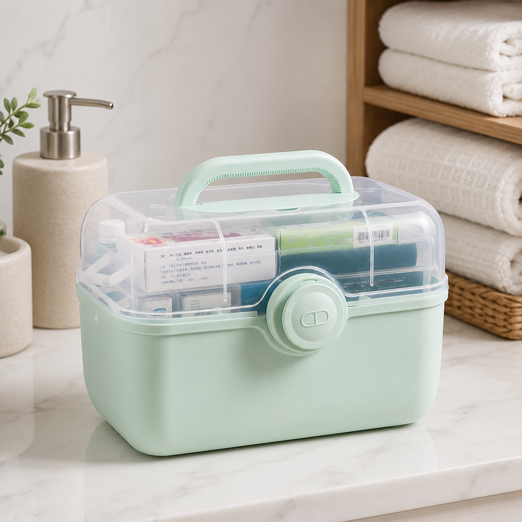 Medicine Organizer Box Large Capacity Portable First Aid Kit Medicine Storage.