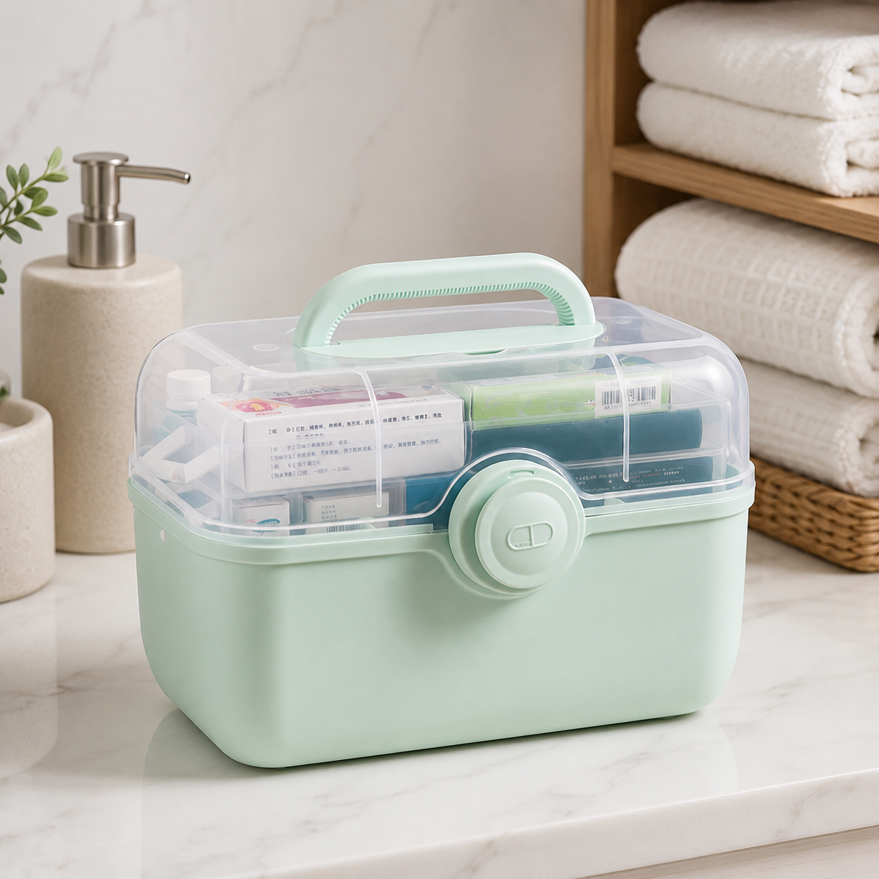 Medicine Organizer Box Large Capacity Portable First Aid Kit Medicine Storage.