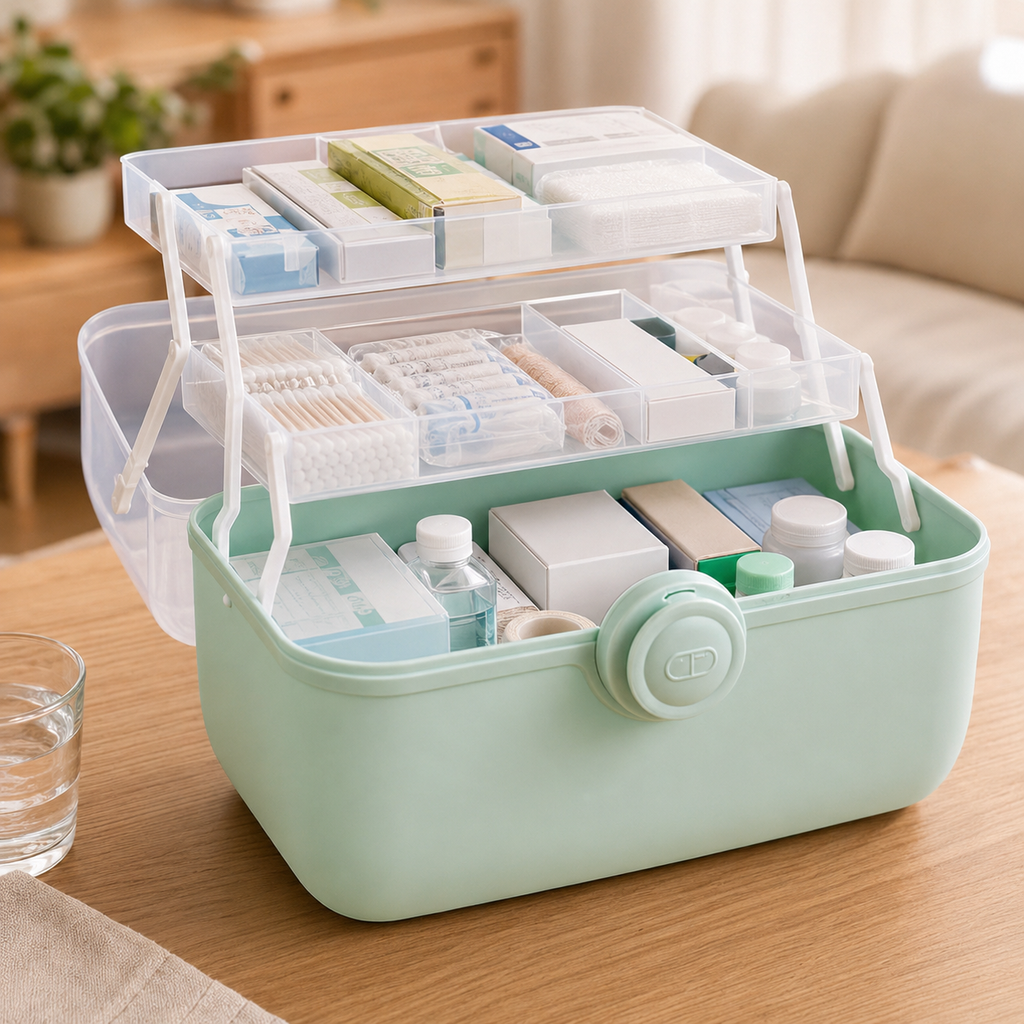 Medicine Organizer Box Large Capacity Portable First Aid Kit Medicine Storage.