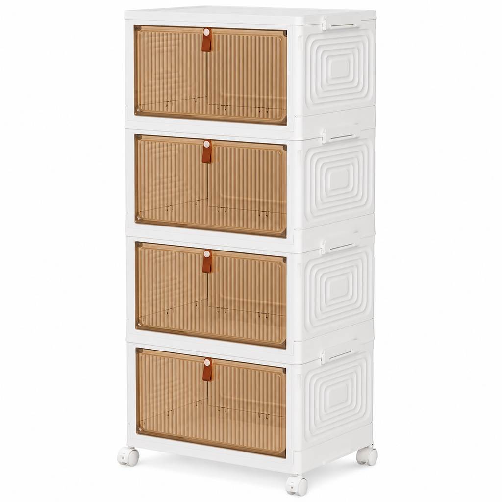 Large Folding Storage Box Stackable Case Cabinet Closet Home Organizer On Wheels