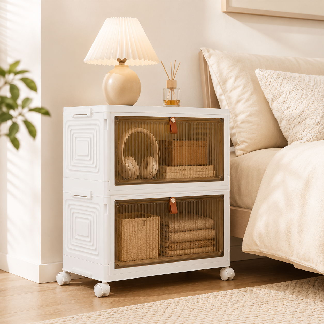 Large Folding Storage Box Stackable Case Cabinet Closet Home Organizer On Wheels