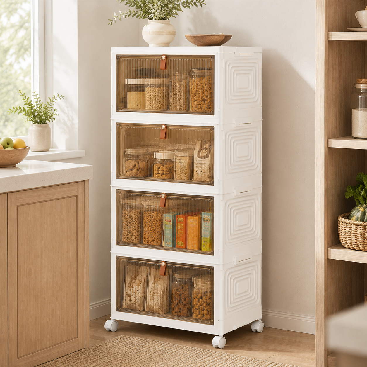 Large Folding Storage Box Stackable Case Cabinet Closet Home Organizer On Wheels