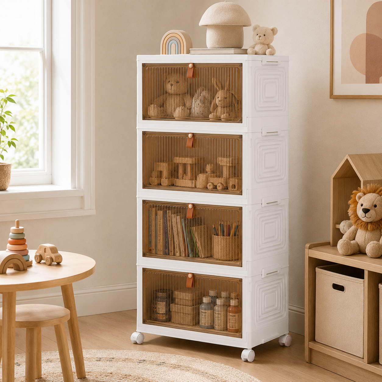 Large Folding Storage Box Stackable Case Cabinet Closet Home Organizer On Wheels
