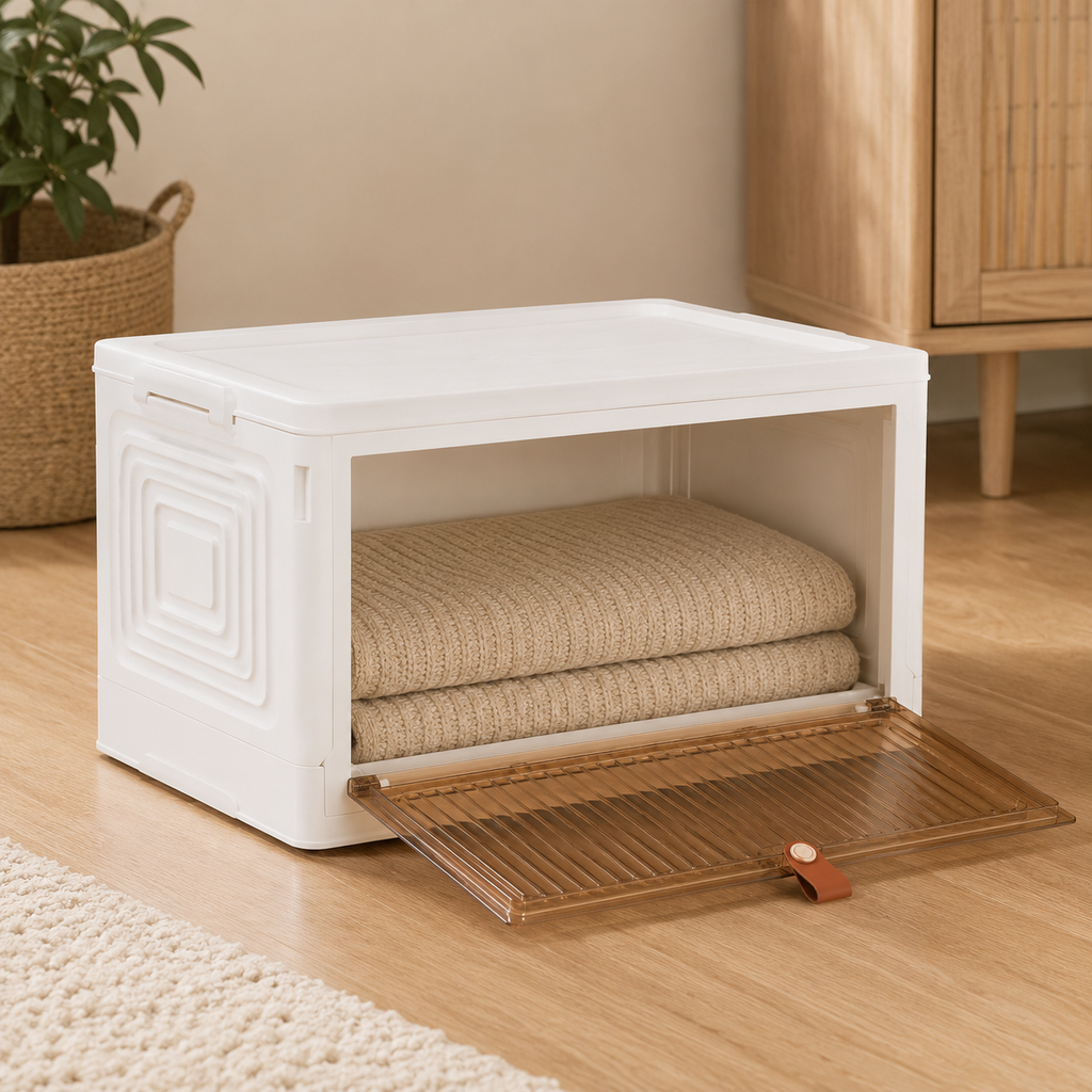 Large Folding Storage Box Stackable Case Cabinet Closet Home Organizer On Wheels