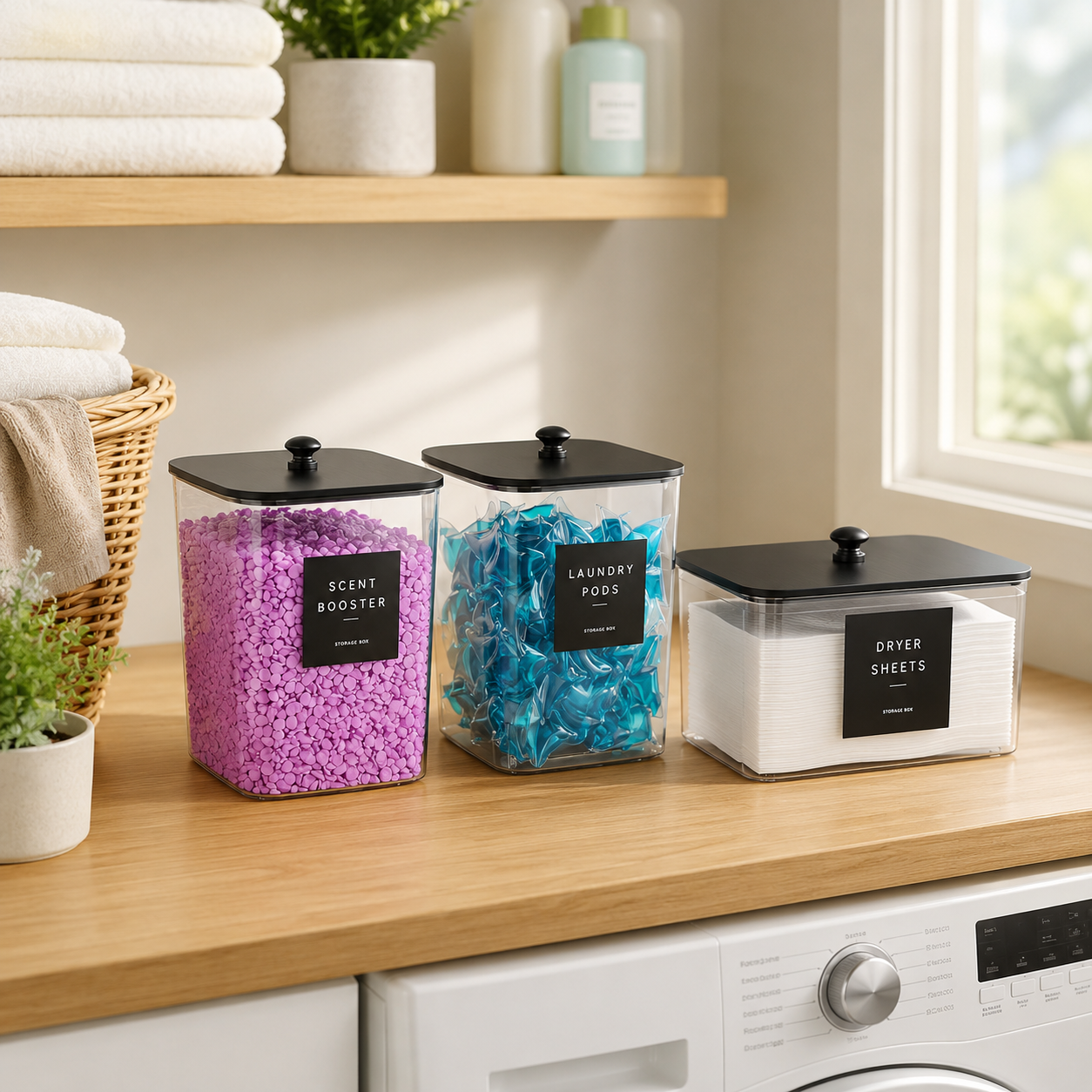 Airtight Laundry Detergent Powder Storage Box Clear Washing Powder Container