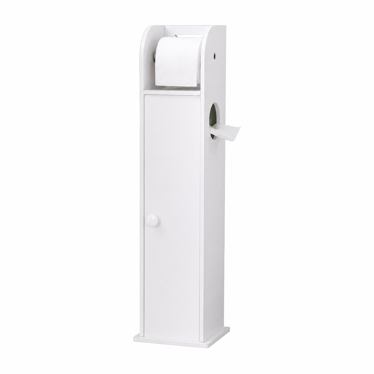 Toilet Paper Roll Holder White PVC Free Standing Bathroom Storage Cabinet Shelf