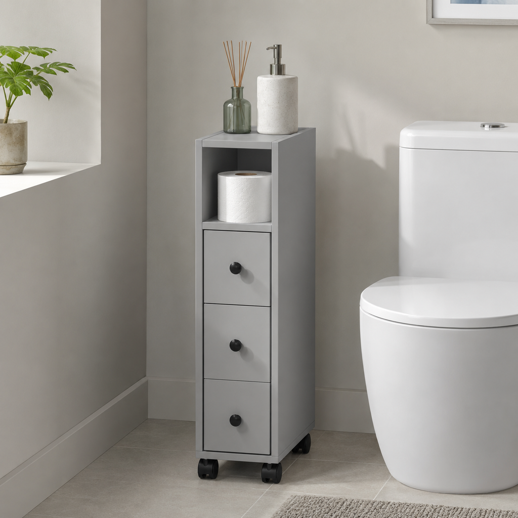 Kleankin Slimline Bathroom Storage Cabinet - Grey