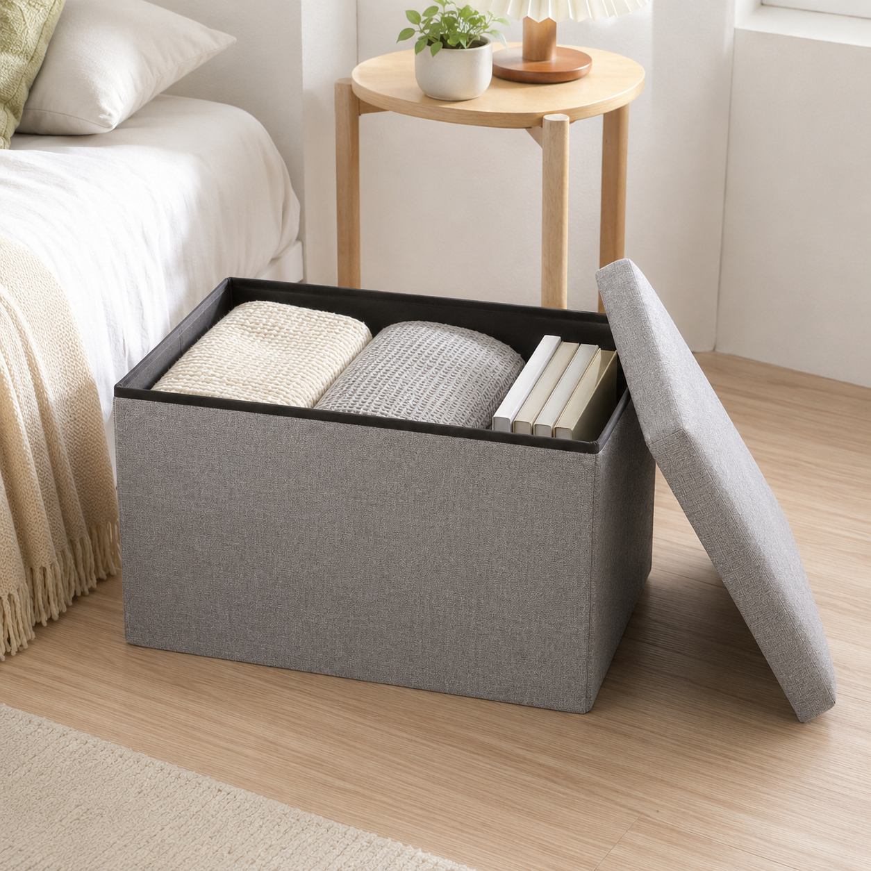 Storage Box Foldable Ottoman Seat Toy Storage Box Foot Stool Bench Home Stool UK--40 Cm X 25 Cm X 25 Cm
