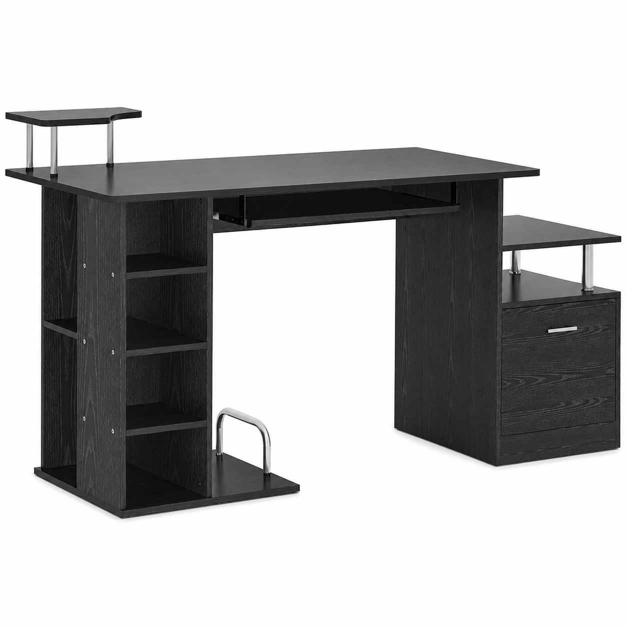 Computer Desk PC Workstation With Drawer Shelves CPU Storage Rack Home Office Furniture 152 X 60 X 88cm BLACK