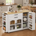 Mobile Kitchen Island With Foldable Worktop, Kitchen Trolley, 5 Wheels, Multiple Storage Racks, Spice Rack, Cutlery Storage Drawer, 120 X 45  70  X 90 Cm