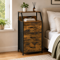 Industrial Storage Cabinet, Fabric Chest Of Drawers With Display Shelves, 3 Drawers Storage Unit For Living Room, Rustic Brown