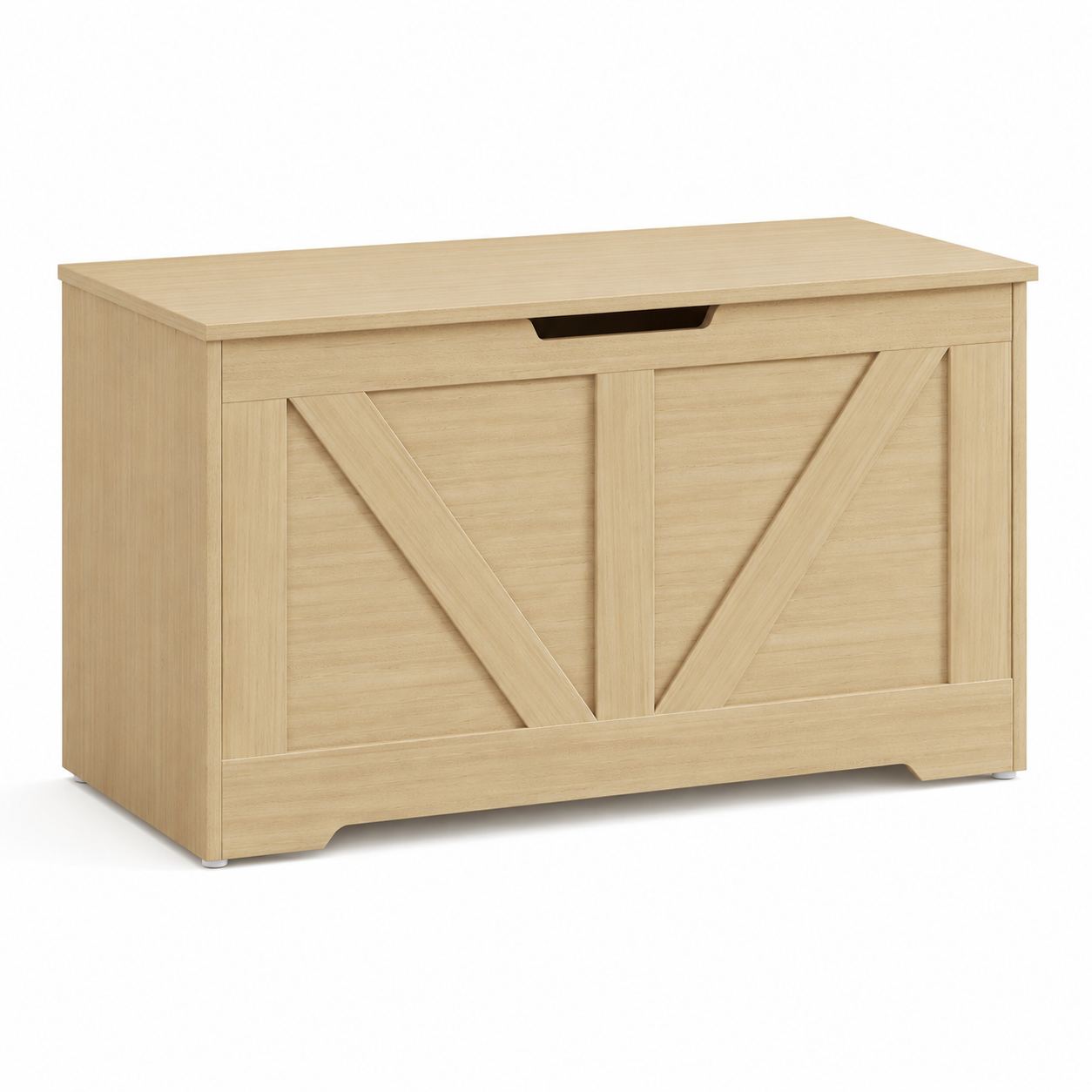 100L Home Storage Box, With Safety Hinges - Natural Wood Finish