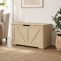 100L Home Storage Box, With Safety Hinges - Natural Wood Finish