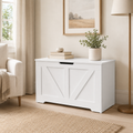 100L Home Storage Box, With Safety Hinges - White Wood-Effect