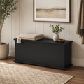 113L Storage Chest, Storage Box With Flip-Top Lid And 2 Safety Hinges, Storage Trunk For Living Room, Entryway, 100 X 40 X 40 Cm, Black