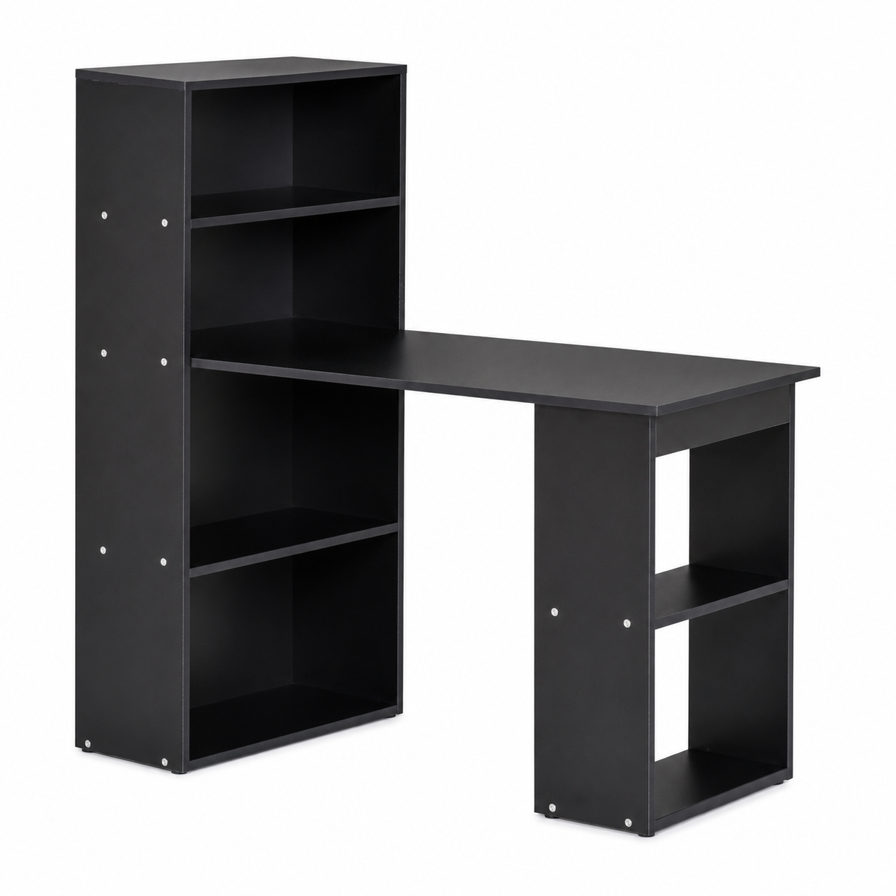 Computer Desk – 120cm with 6-Tier Bookshelf Storage, Black, 120×55×120cm