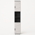 Bathroom Tallboy Cabinet Embossed Line Design – Particle Board, Grey, 30 × 30 × 183 cm