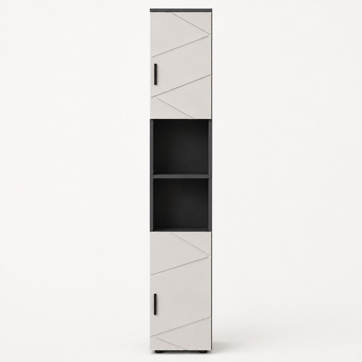 Bathroom Tallboy Cabinet Embossed Line Design – Particle Board, Grey, 30 × 30 × 183 cm