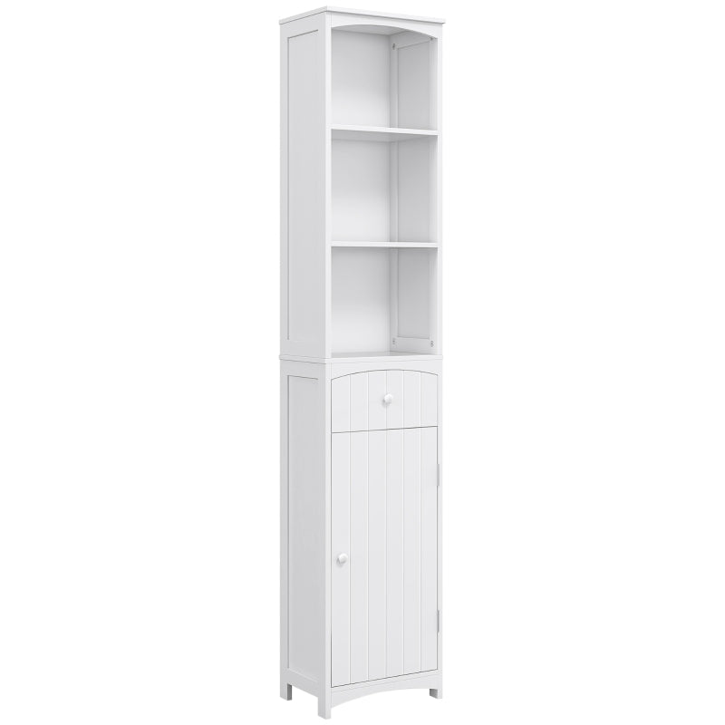 Tall Linen Tower Cabinet with Drawer – White — product photo