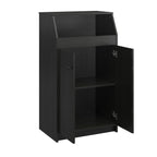 2-Door Storage Tower with Shelves – Black — product photo angled