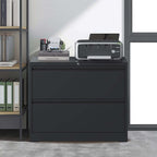 2-Drawer Lateral File Cabinet with Lock, Steel – Black — room view