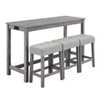 Bar Table & Stools Set with Power Outlet – Gray — product photo