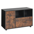 Mobile Wood File Cabinet with Open Shelves – Rustic Brown — product photo