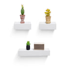 18" Floating Wall Shelf, Wood – White — room view angled