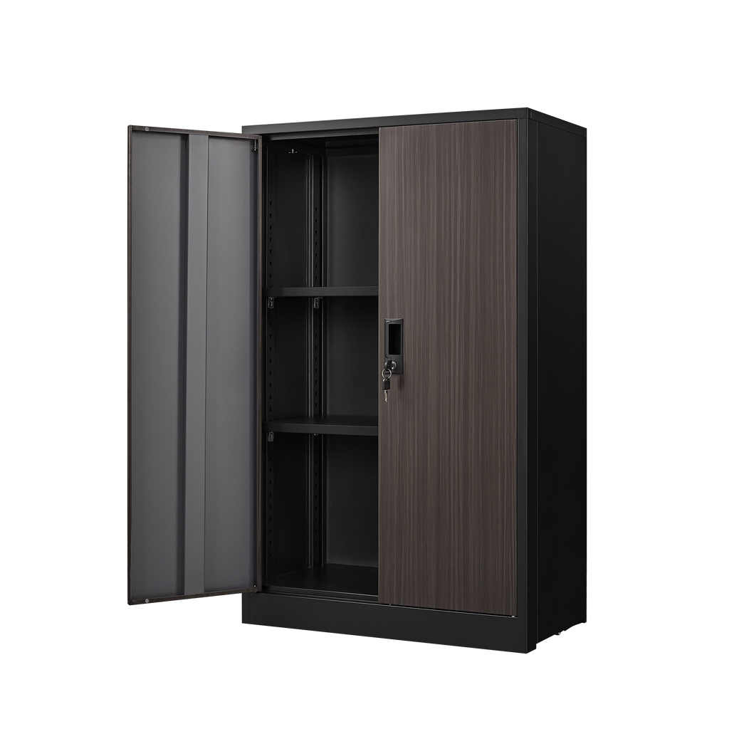 Folding Metal Storage Cabinet with Lock – Black — detail