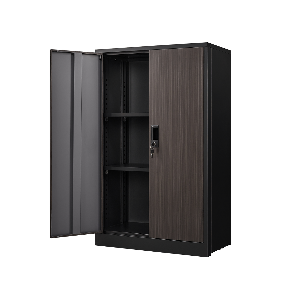 Folding Metal Storage Cabinet with Lock – Black — detail