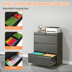 3-Drawer Lateral File Cabinet with Lock, Metal – Black — features