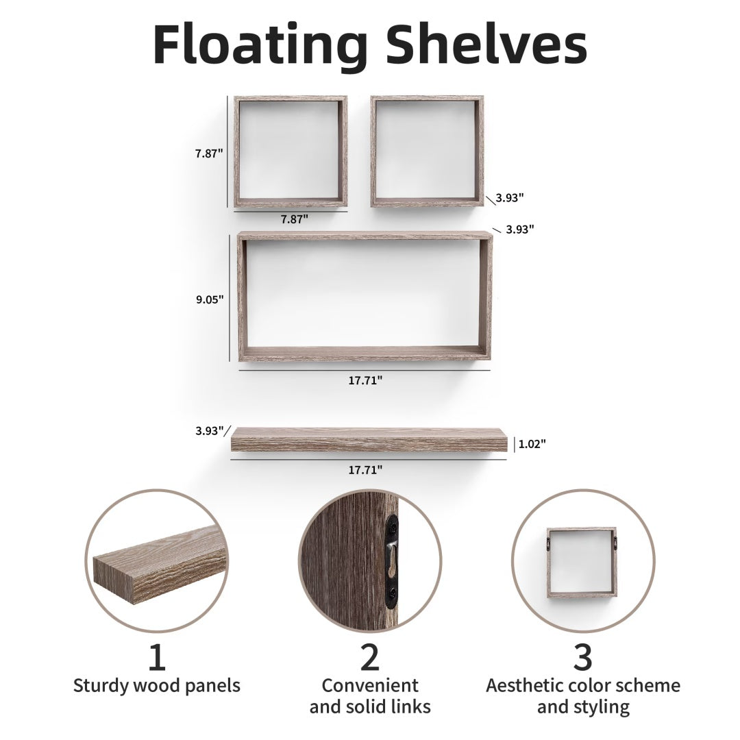 18" Floating Wall Shelf, Wood – Maple — features