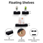 18" Floating Wall Shelf, Wood – Black — features