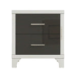 2-Drawer Mirrored Nightstand, High-Gloss – Black — product photo