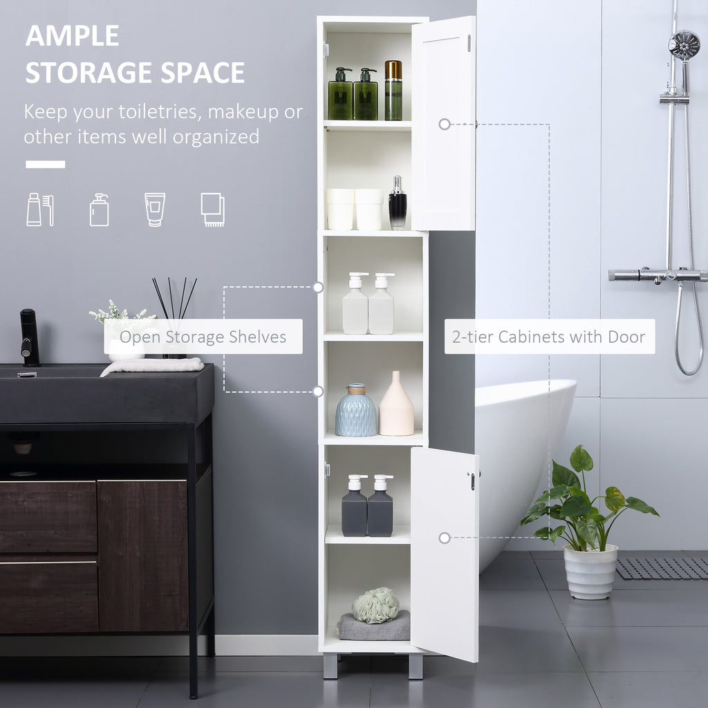 Tall Bathroom Storage Cabinet with Mirror – White — features